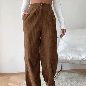 SHEIN High Waist Cord Wide Leg Pants